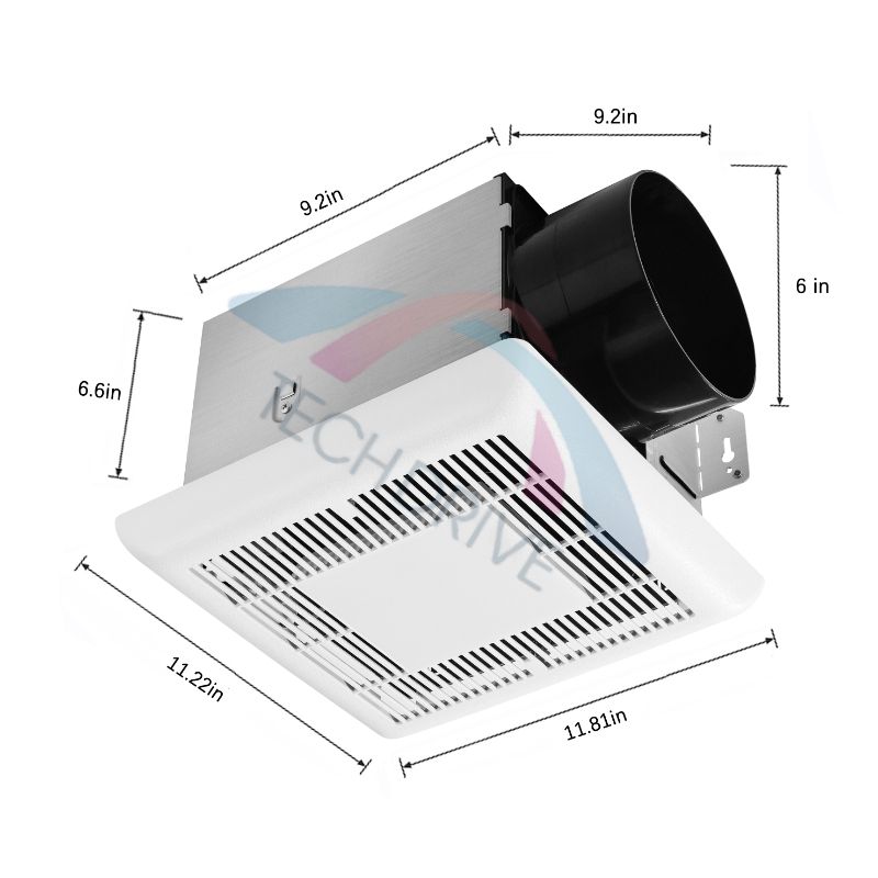 Super Quiet 6-Inch Duct Bathroom Exhaust Fan with LED Light Series: TD-BF-21L-5CCT & TD-BF-22L-5CCT