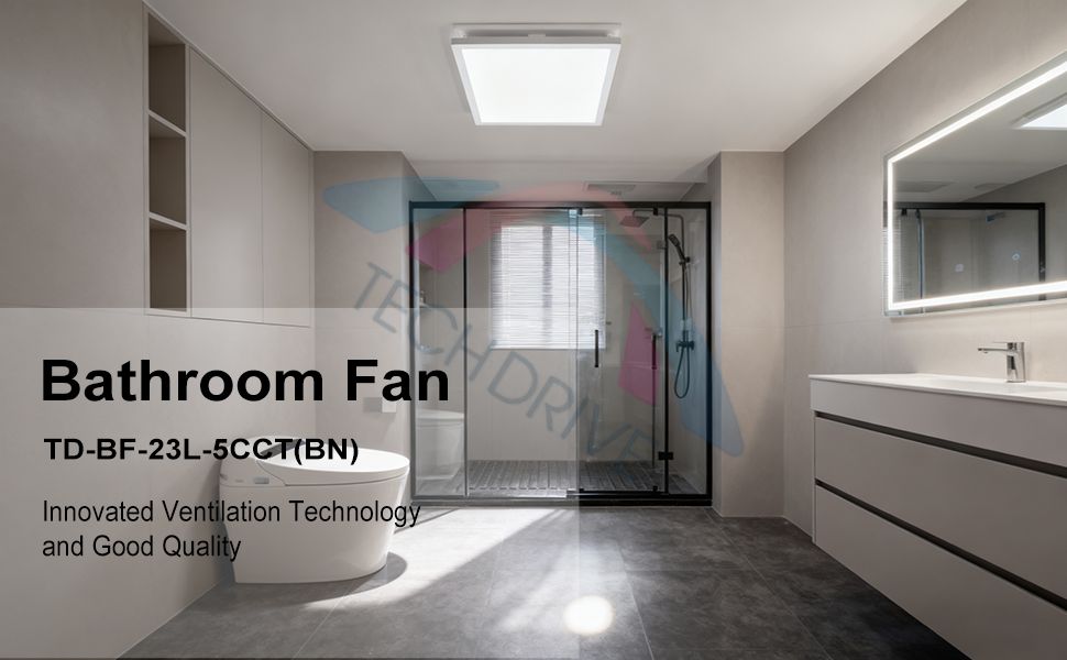 Super Quiet 130/150CFM 5CCT LED Bathroom Fan (Decorative Nickel Trim)