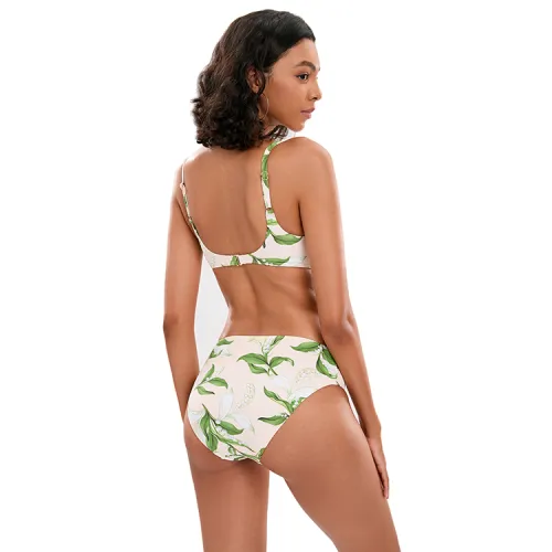 Keira Micro Halter Bandeau V Front Bikini Set For Women With Ruched Bandeau Top And High Leg Bottoms main image 0