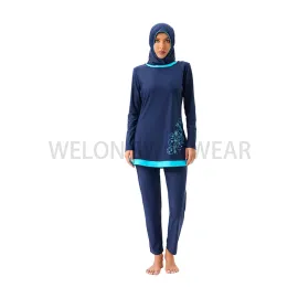 Volledige Cover Moslim Badmode Bescheiden Badpak voor Vrouwen Islamitische Sport Lange Mouwen Burkini Zwempak Hijab Beachwear (XS, S1