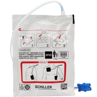 Almohadillas de electrodos Schiller 0-21-0040 para desfibrilador Smart AED-P2/P4 FRED easyport/PA-1