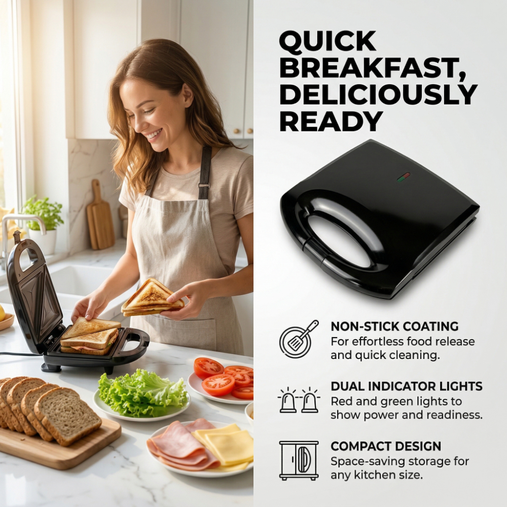 Snagwitch Toaster Compact 2-Slice Sandwich Toaster