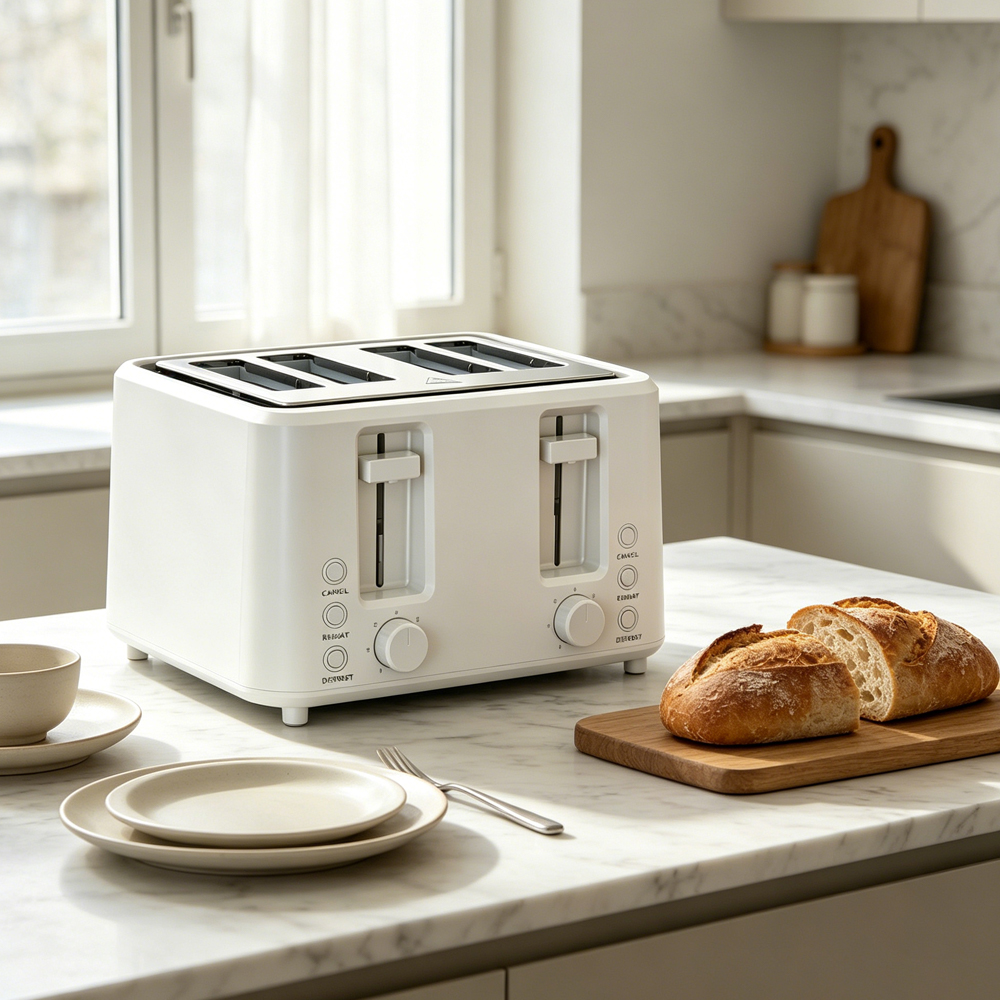 4 Slice Multi-Function Electric Toaster with Defrost & Crumb Tray.