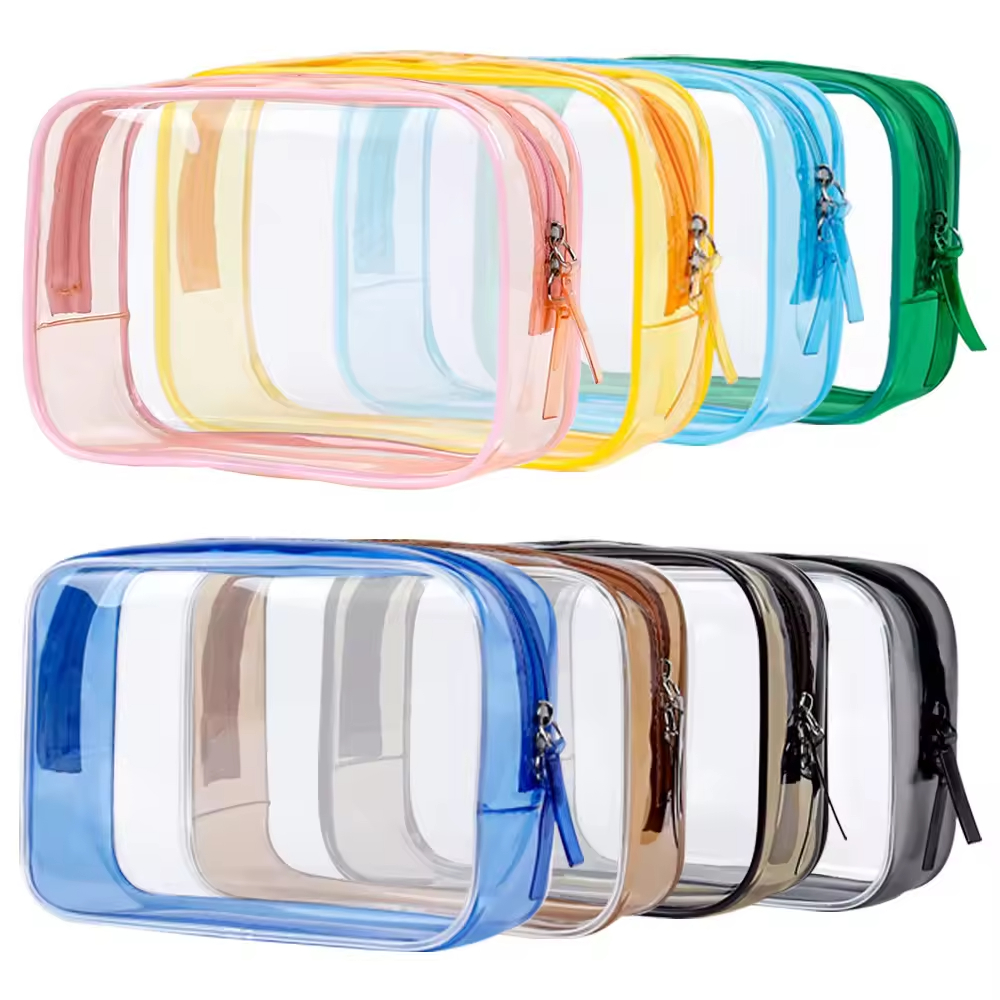 Borsa da toilette da viaggio in PVC trasparente colorato