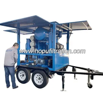Usine mobile de filtration d'huile de transformateur montée sur remorque à double essieu