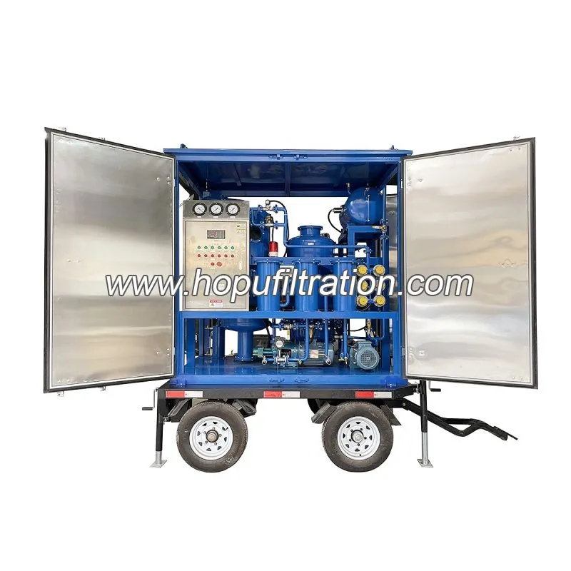 Machine de régénération d'huile de transformateur sous vide équipée de MobileTrailer
