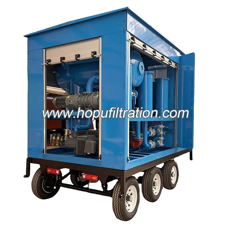 Équipement mobile de filtration d'huile de transformateur de remorque de roue de trois axes six