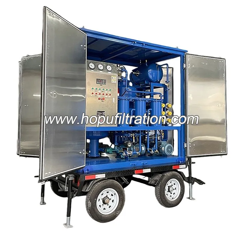 Machine de régénération d'huile de transformateur sous vide équipée de MobileTrailer