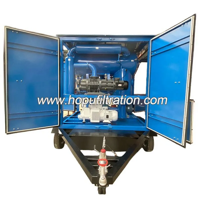 Purificateur d'huile de transformateur sous vide pour remorque Mobile, Filtration d'huile d'isolation, système de Purification d'huile diélectrique