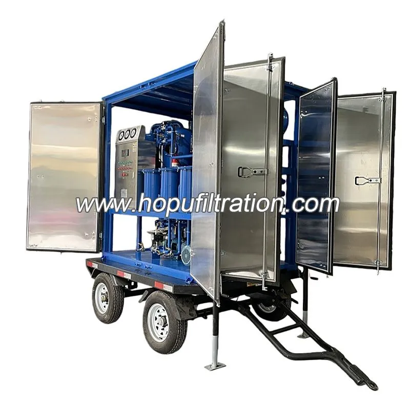 Machine de régénération d'huile de transformateur sous vide équipée de MobileTrailer