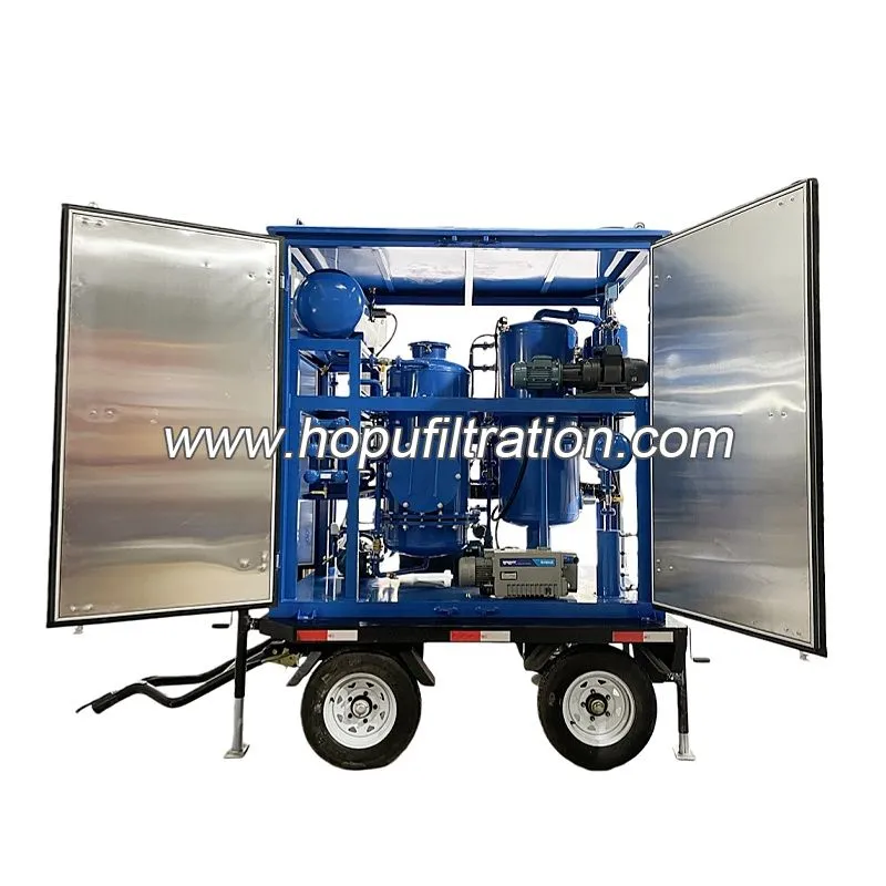 Machine de régénération d'huile de transformateur sous vide équipée de MobileTrailer