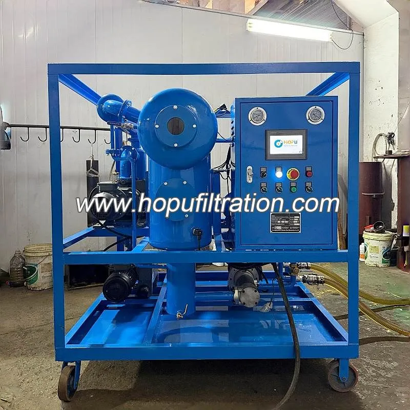 Machine de filtration d’huile à transformateur à vide PLC fonctionnant au Chili