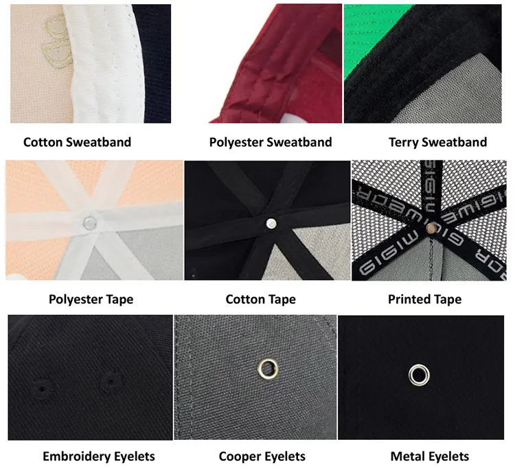 Custom Design Cotton Polyester 7 Panel Mesh Trucker Hat Caps
