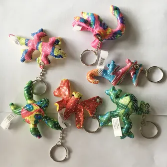 Mini-sleutelhanger van pluche met glitterdieren