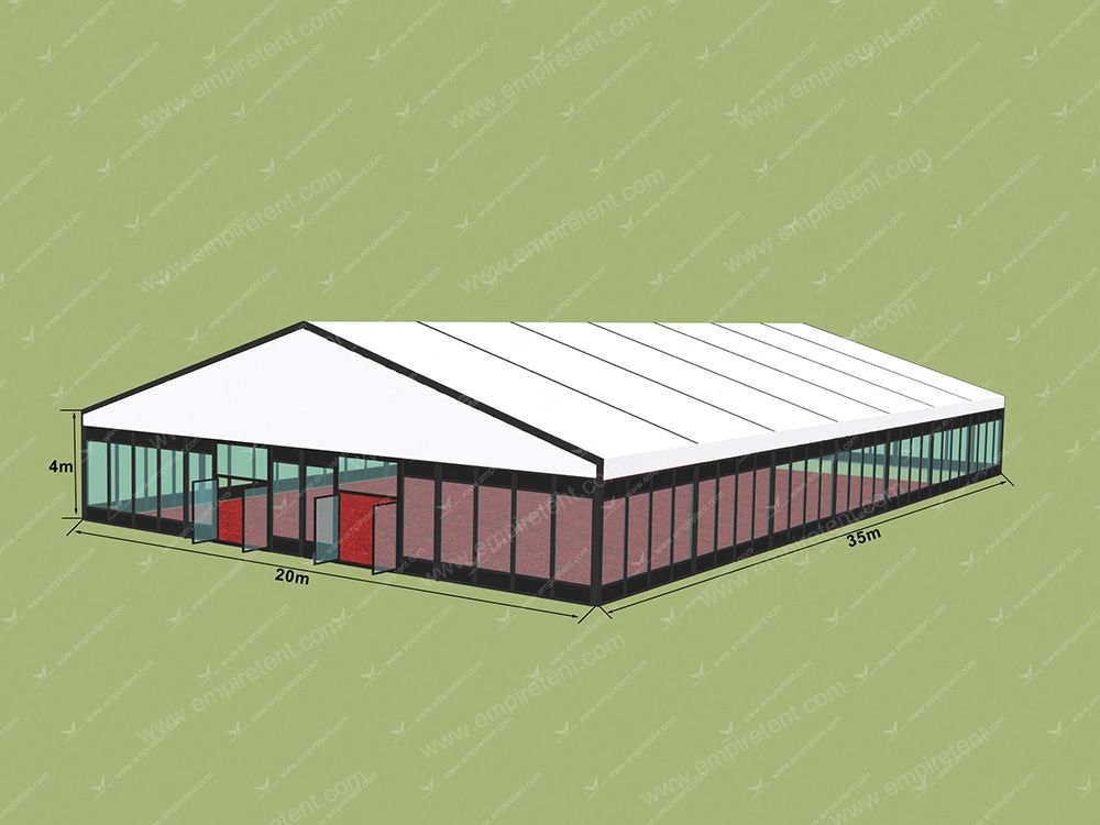 Tent 20x30m with black frame and Glass panels