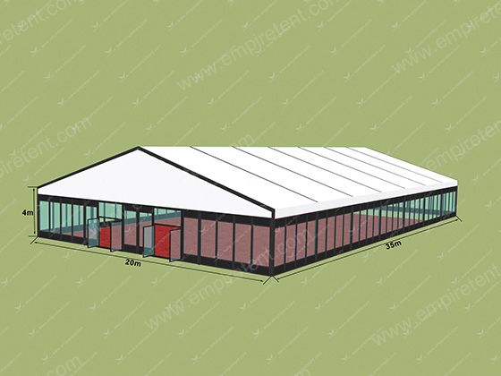 Tent 20x30m with black frame and Glass panels