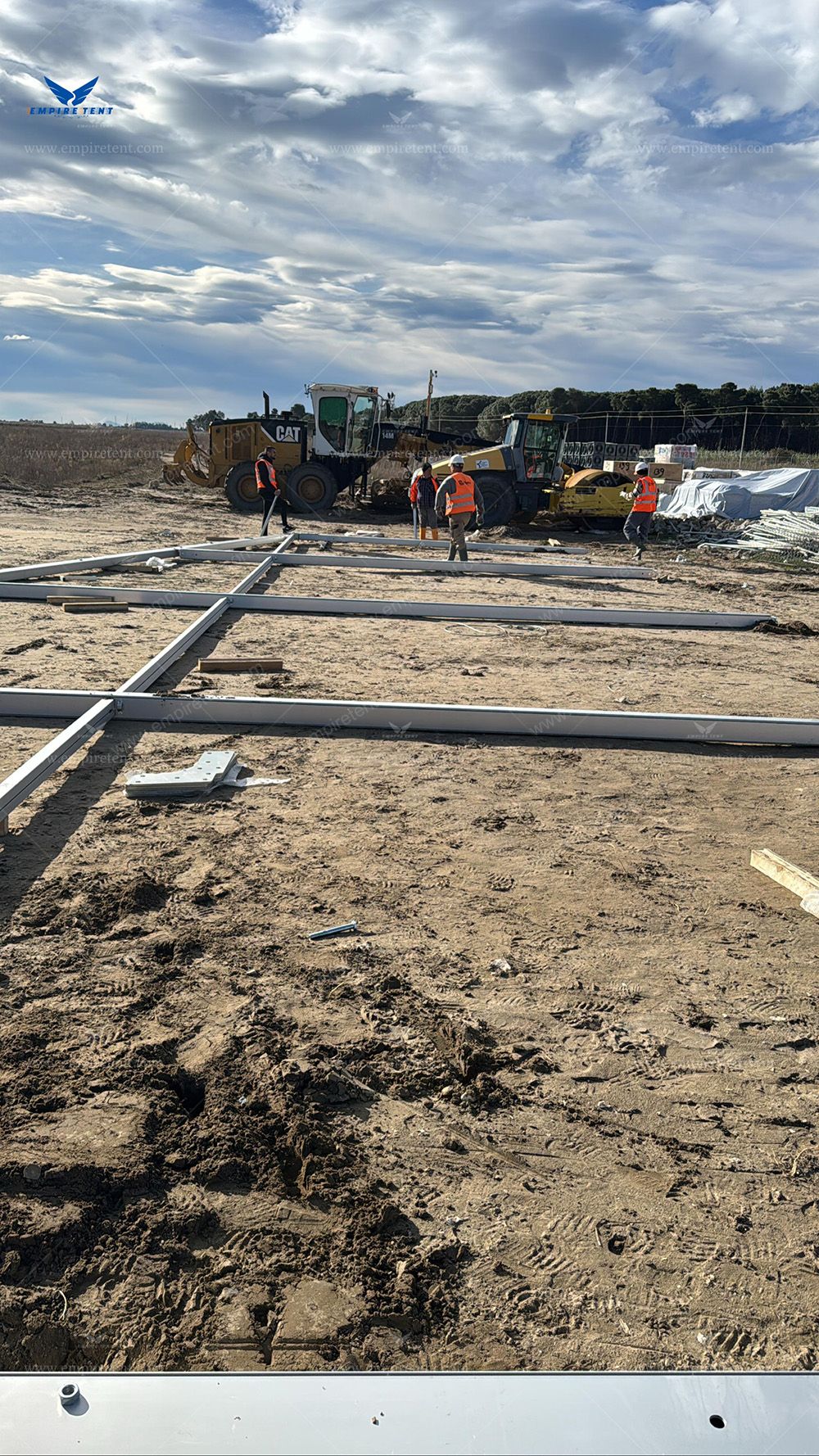 Our industrial tent has now been successfully erected in Albania and is poised for immediate use as a warehouse.