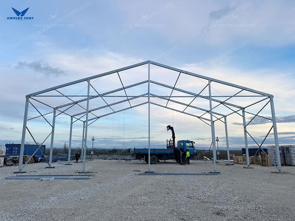 Our industrial tent has now been successfully erected in Albania and is poised for immediate use as a warehouse.