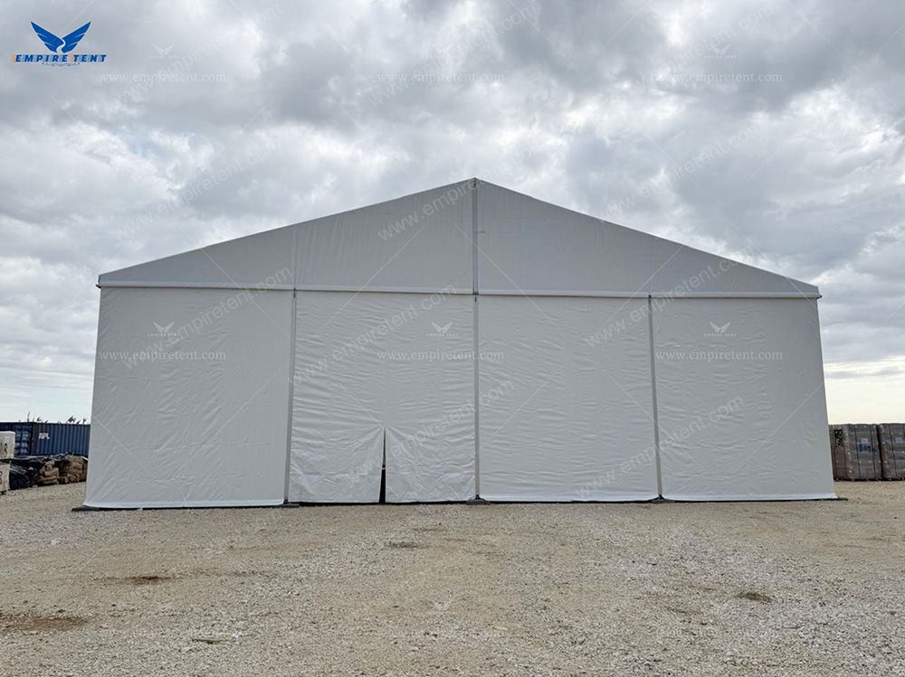 Our industrial tent has now been successfully erected in Albania and is poised for immediate use as a warehouse.