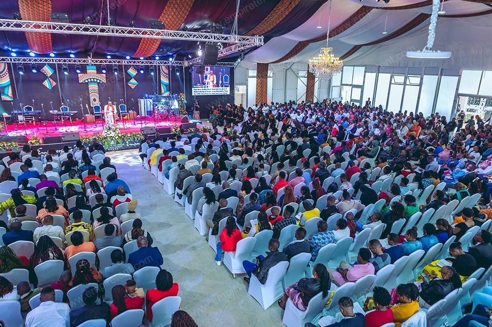 This luxury tent was custom-designed and installed specifically for church meetings in Nairobi, Kenya.