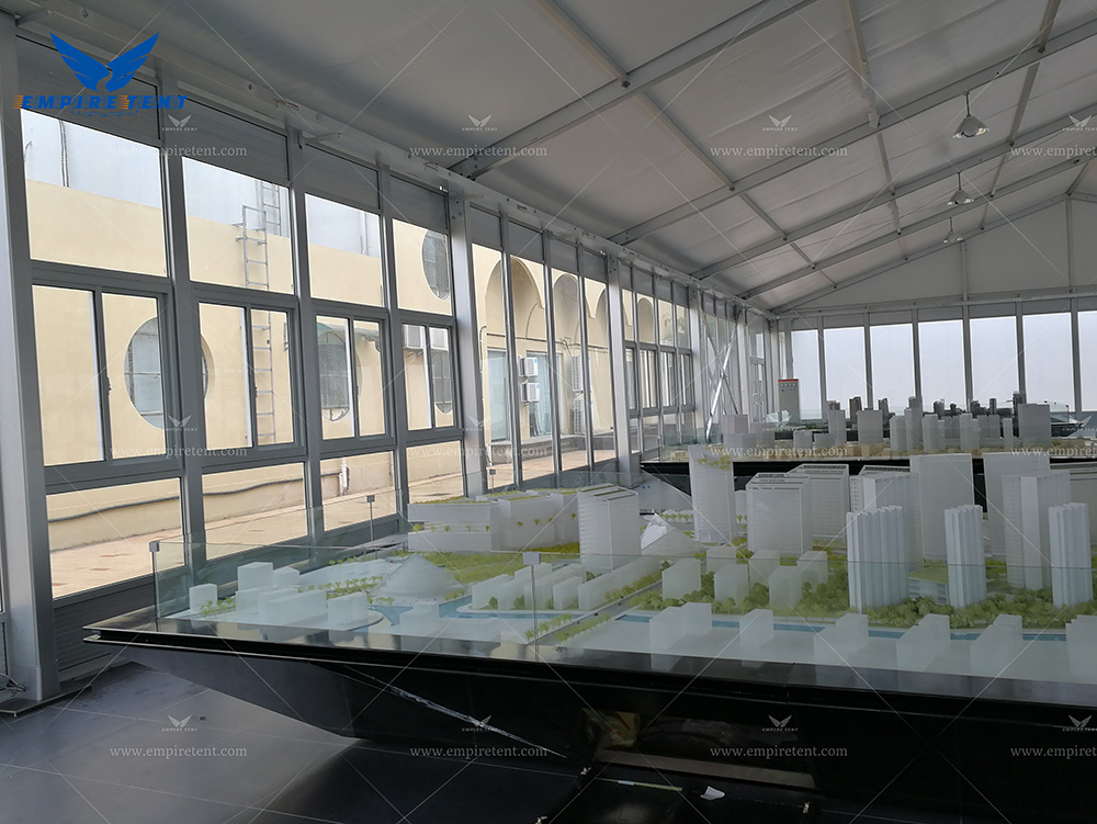 Glass curtain wall combined with a canvas roof, used as tents for meetings, events, exhibitions, churches, and wedding parties