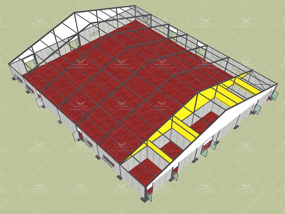 The factory has successfully tested and erected a 30-meter-span column-free church tent