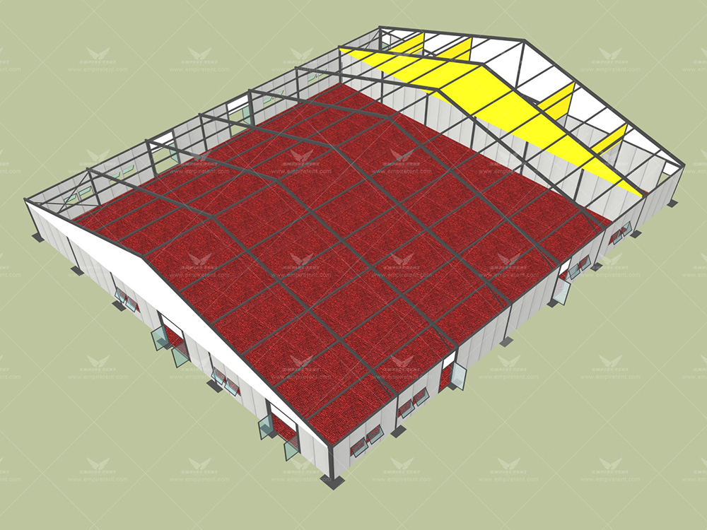 The factory has successfully tested and erected a 30-meter-span column-free church tent