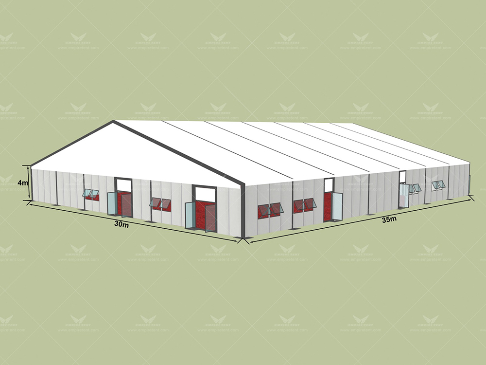 The factory has successfully tested and erected a 30-meter-span column-free church tent