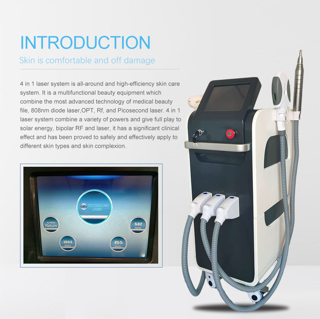 4 in 1 laser system is all-around and high-efficiency skin care system high quality 808 755 1064 diode laser hair removal