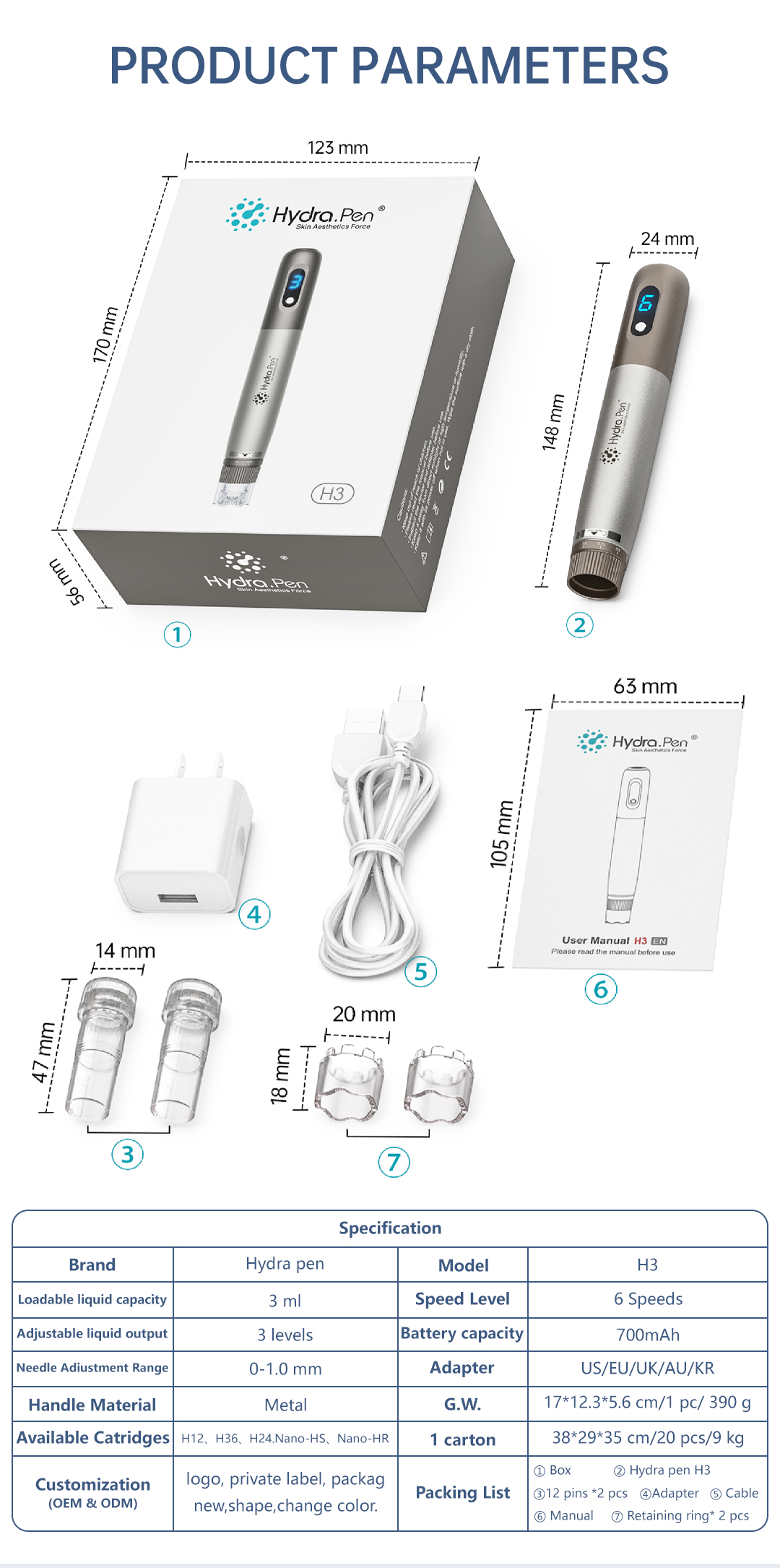 Hydra Pen H3 Microneedle skin care tools