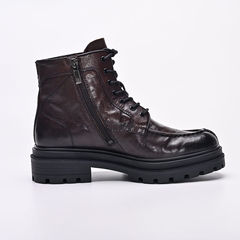 Vintage Moc-Toe Full-Grain Genuine Leather Boots