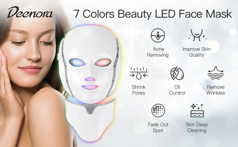 Deenora 7 色 LED ライトセラピー マスク フェイシャル トリートメント用赤外線スキンケア ツール