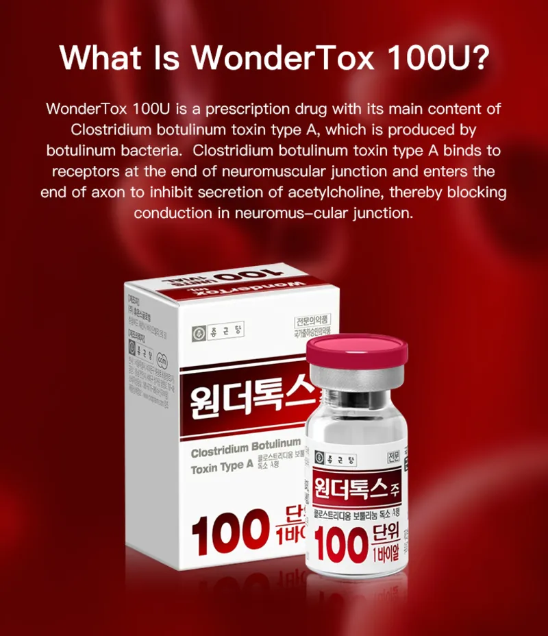 WonderTox 100U しわの軽減と顔の若返りのための A 型ボツリヌス毒素
