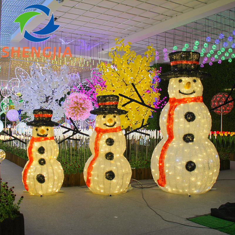 SJ-ZXD-WL015-9 White Snowman with Gold Top Hat Waving LED Light