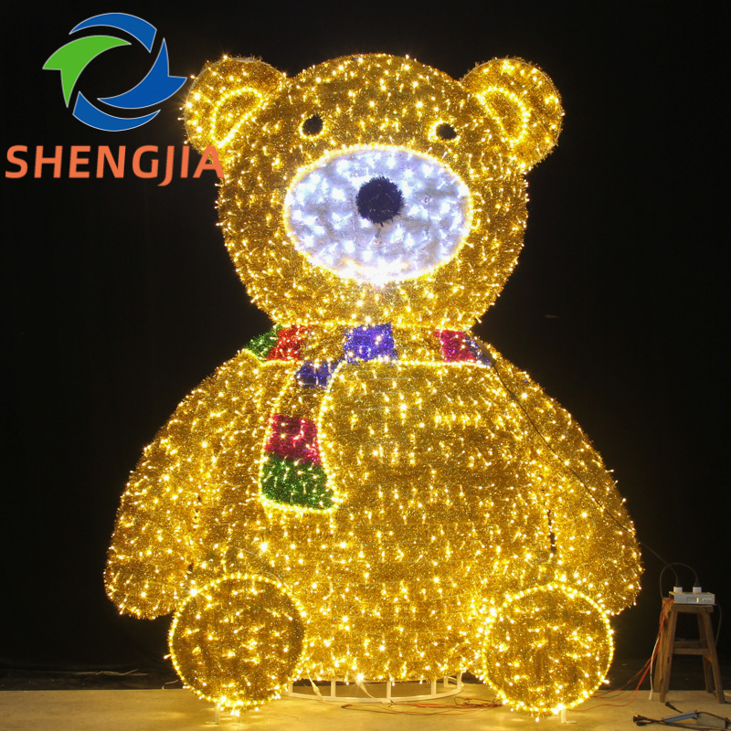 SJ-ZXD-WL013-3 Teddy Bear with Colorful Scarf LED Light, IP65