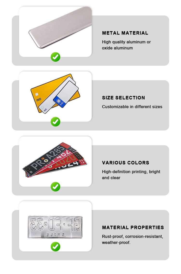 Custom Aluminum License Plate for Car and Motorcycle Registration