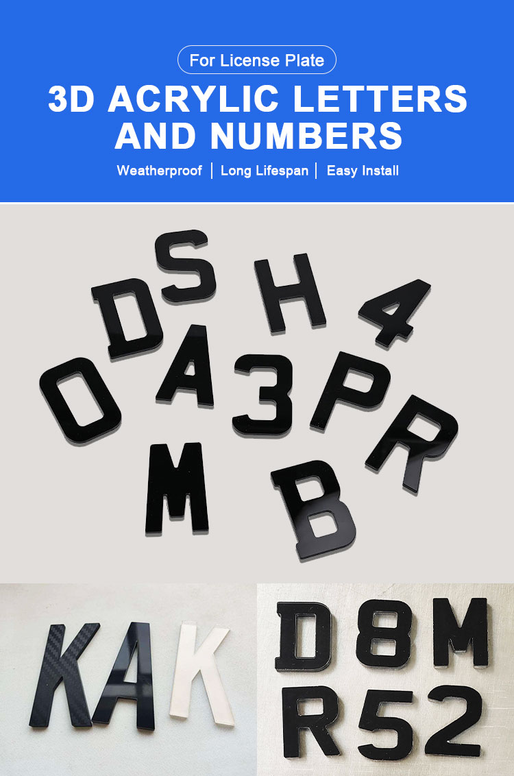Acrylic License Plate Letters and Numbers for Vehicle Plates
