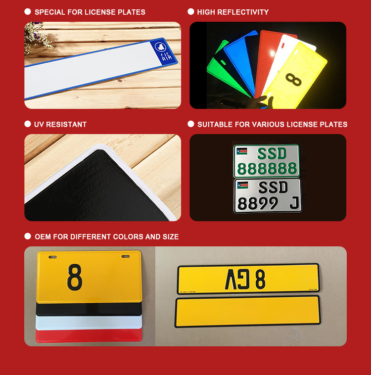 Reflective License Plate Film for Vehicle Plates Reflective License Plate Film for Vehicle Plates