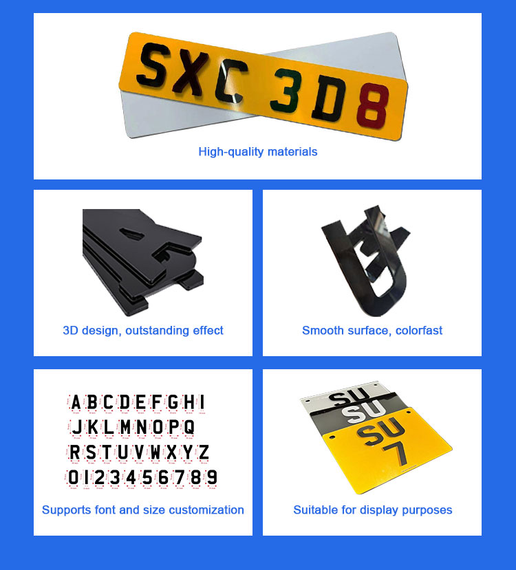 Acrylic License Plate Letters and Numbers for Vehicle Plates