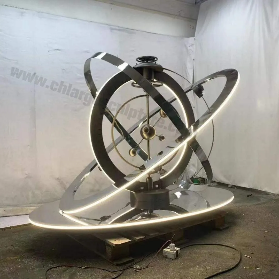 LED Stainless Steel Armillary Sphere Sculpture
