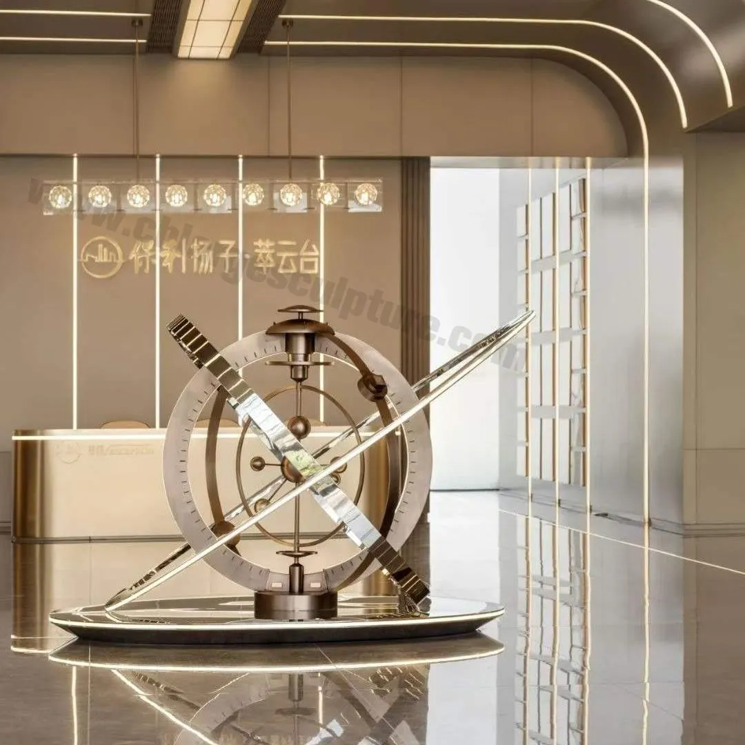 LED Stainless Steel Armillary Sphere Sculpture