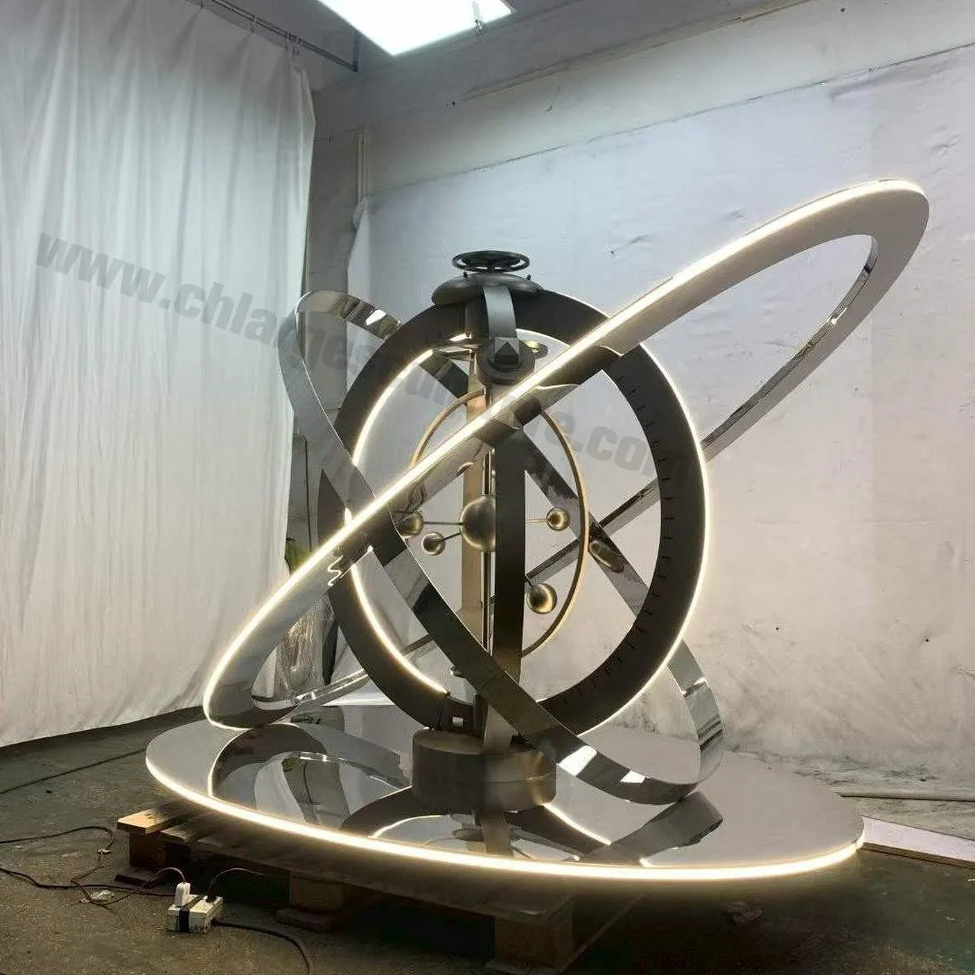 LED Stainless Steel Armillary Sphere Sculpture