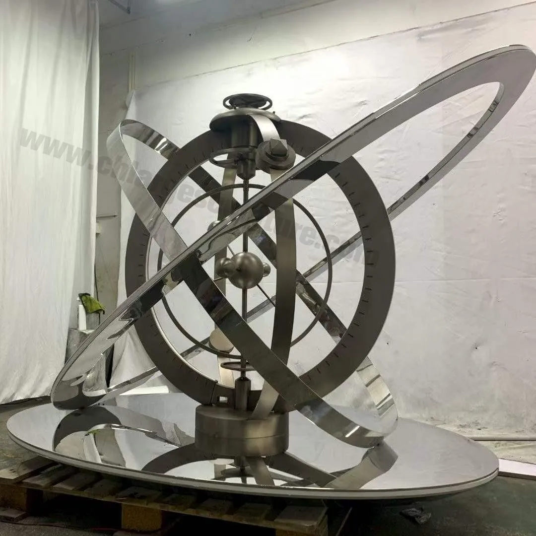 LED Stainless Steel Armillary Sphere Sculpture