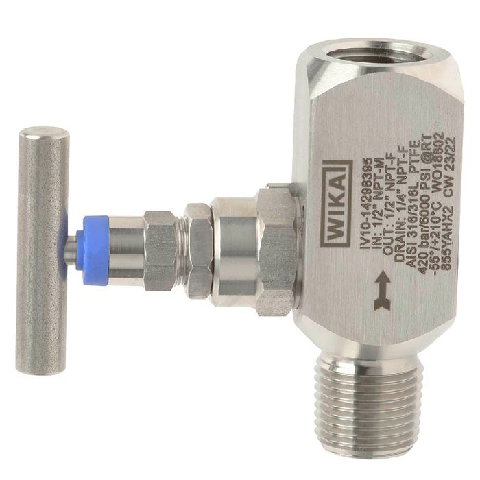 Válvula de agulha WIKA modelo IV1 e válvula de agulha multiportas para isolamento de instrumentos de pressão