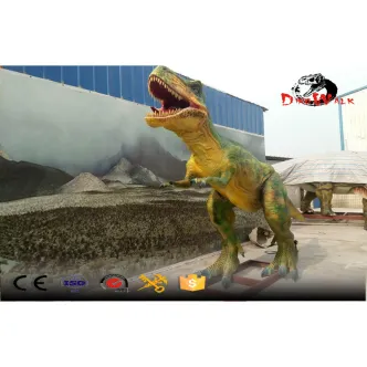 Dinosaurio animatrónico de caucho de silicona verde -T-rex con movimiento genial