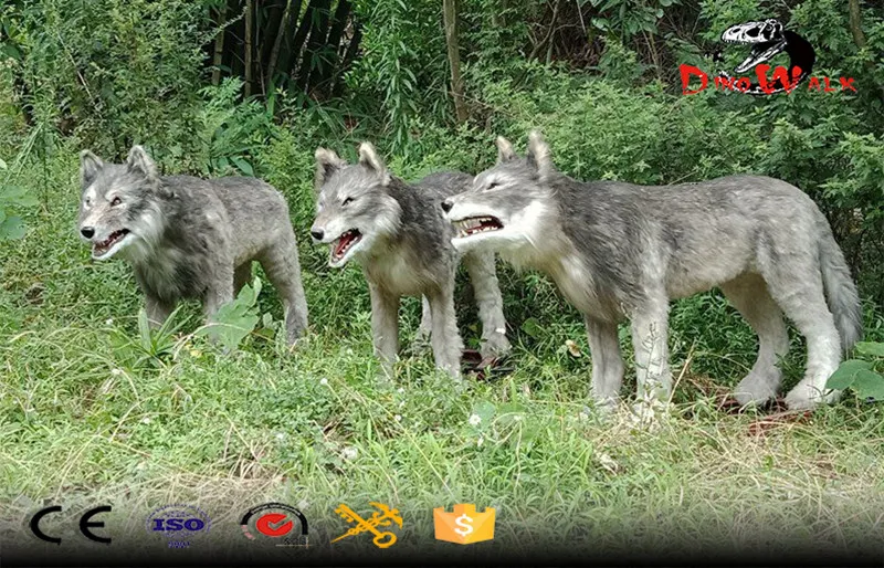 Modelo animal artificial de lobo animatrónico de tamaño natural