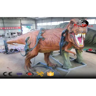 Enorme velociraptor animatrónico de lucha contra el T-Rex para Dinosaur Park