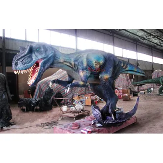 Dinosaurio Allosaurus animatrónico color azul para parque