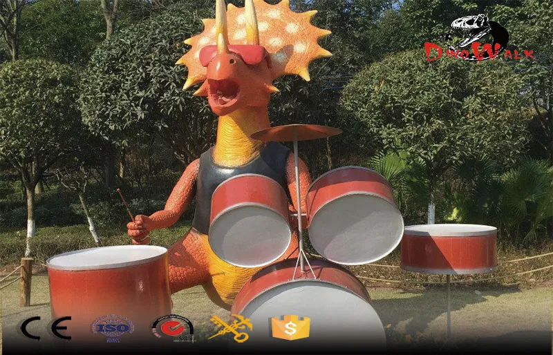 nueva banda de dinosaurios cantando estilo de dibujos animados para parque de diversiones