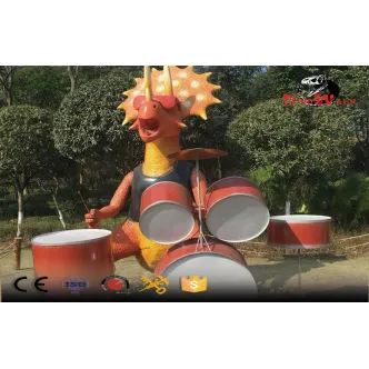 nueva banda de dinosaurios cantando estilo de dibujos animados para parque de diversiones